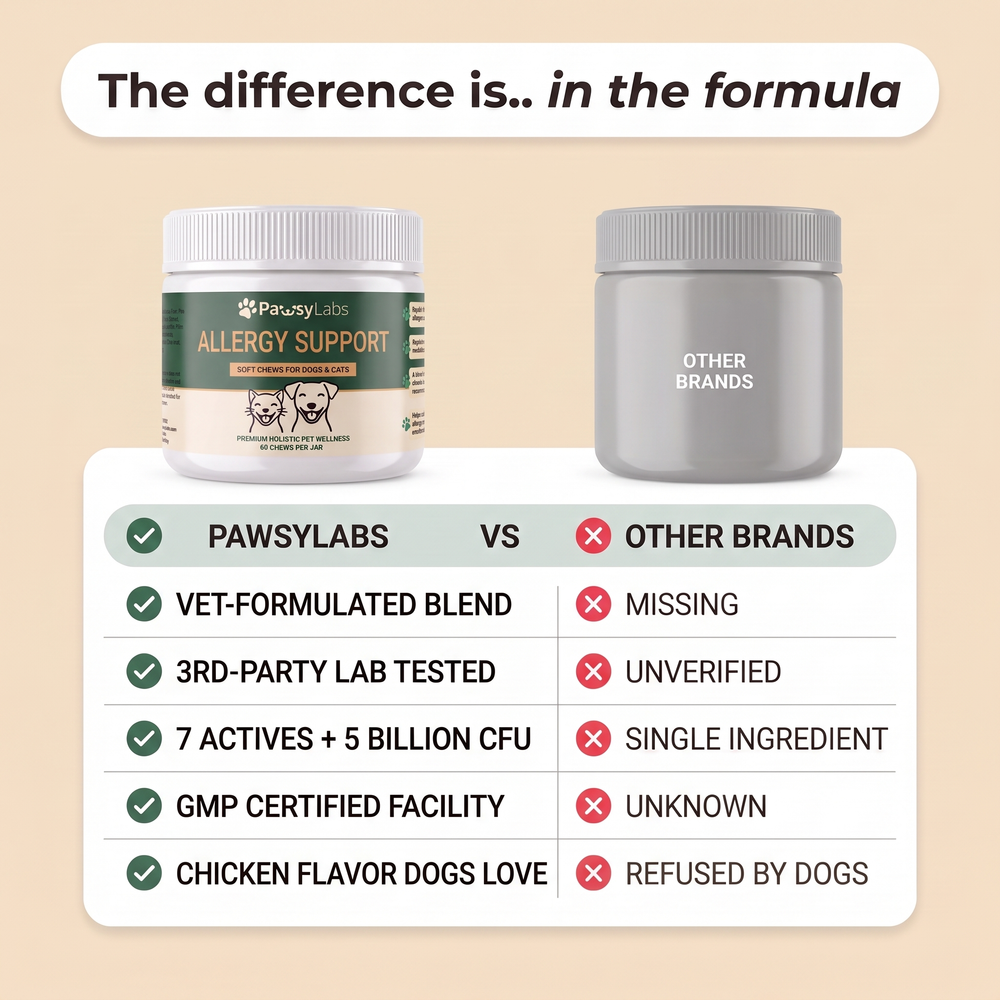 PawsyLabs Allergy Support chews compared with other brands