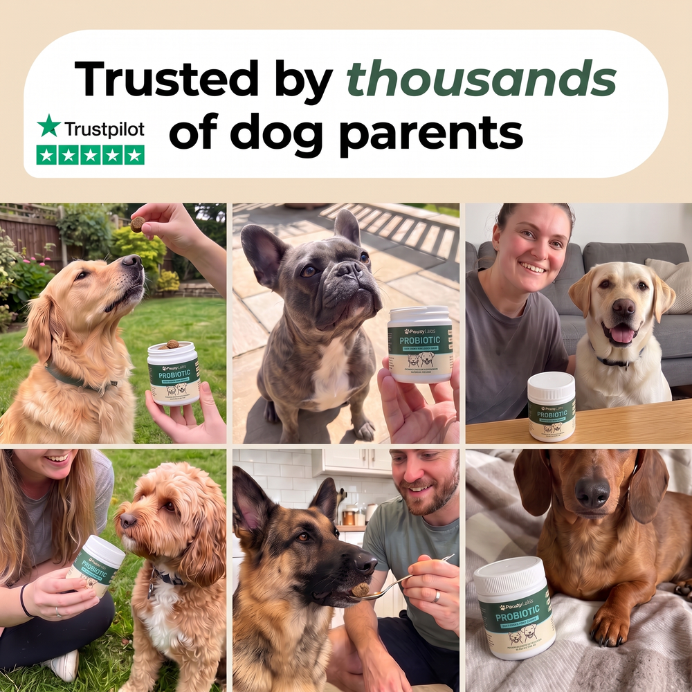 Dog owners using PawsyLabs Probiotic soft chews