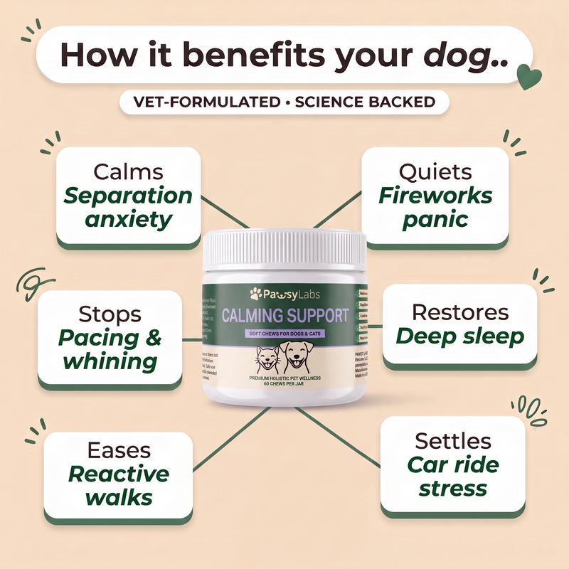Calming Support soft chews for dogs and cats — key benefits