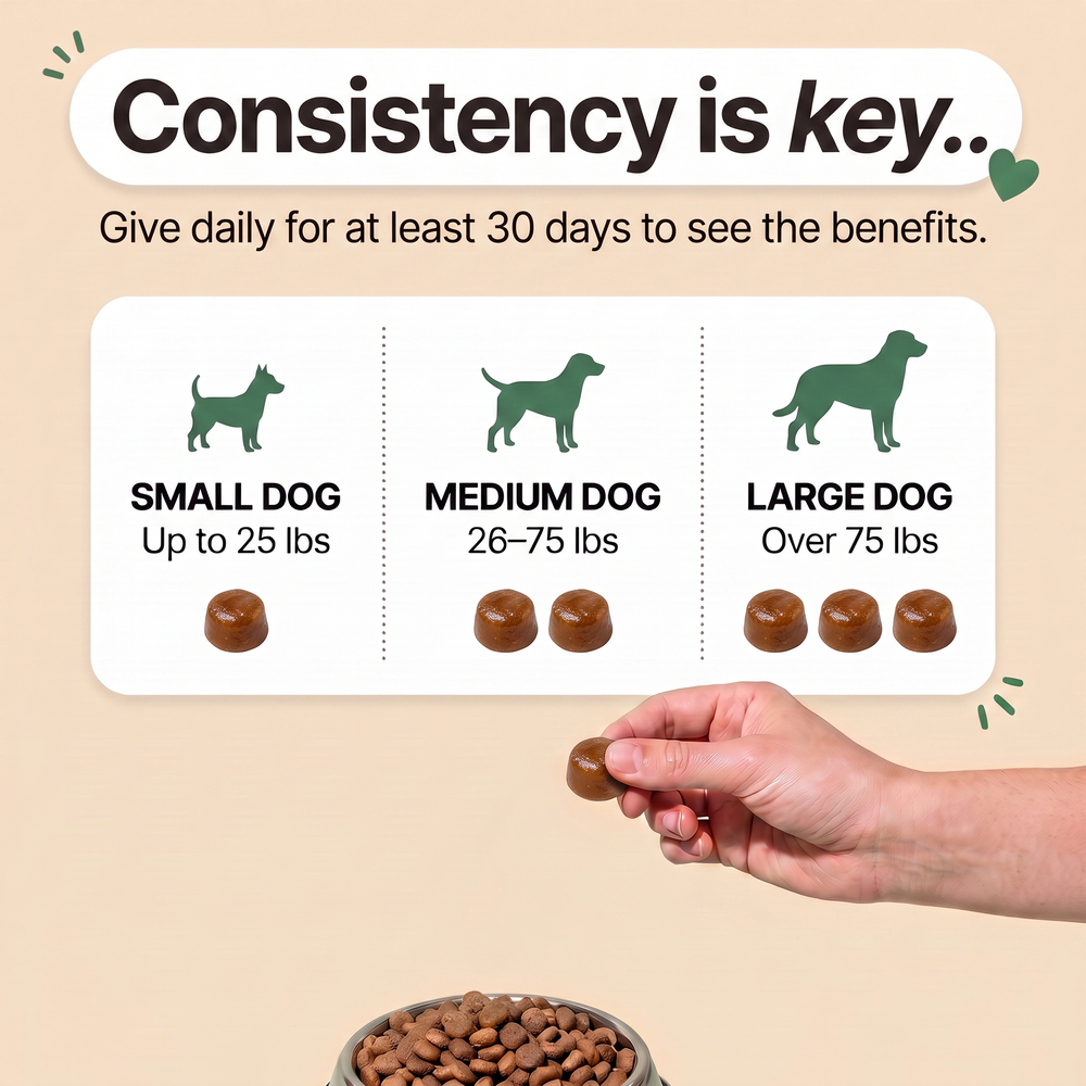 How to use Hip & Joint chews — daily dosage by dog weight