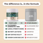 PawsyLabs Hip & Joint chews compared with other brands
