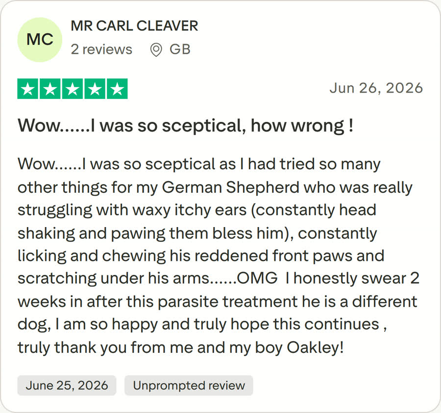 Trustpilot 5-star review by MR CARL CLEAVER (GB): Wow, I was so sceptical, how wrong